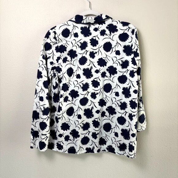 Boden Floral Pajama Set Top Shorts Size 10 White Blue Floral Sleepwear Cotton - Picture 3 of 16